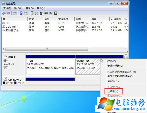 Win7系统如何压缩卷分区？硬盘压缩卷分区的方法